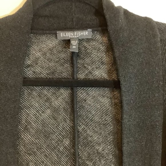 Eileen Fisher black long sleeve open knit cardigan size 2X - Picture 4 of 6